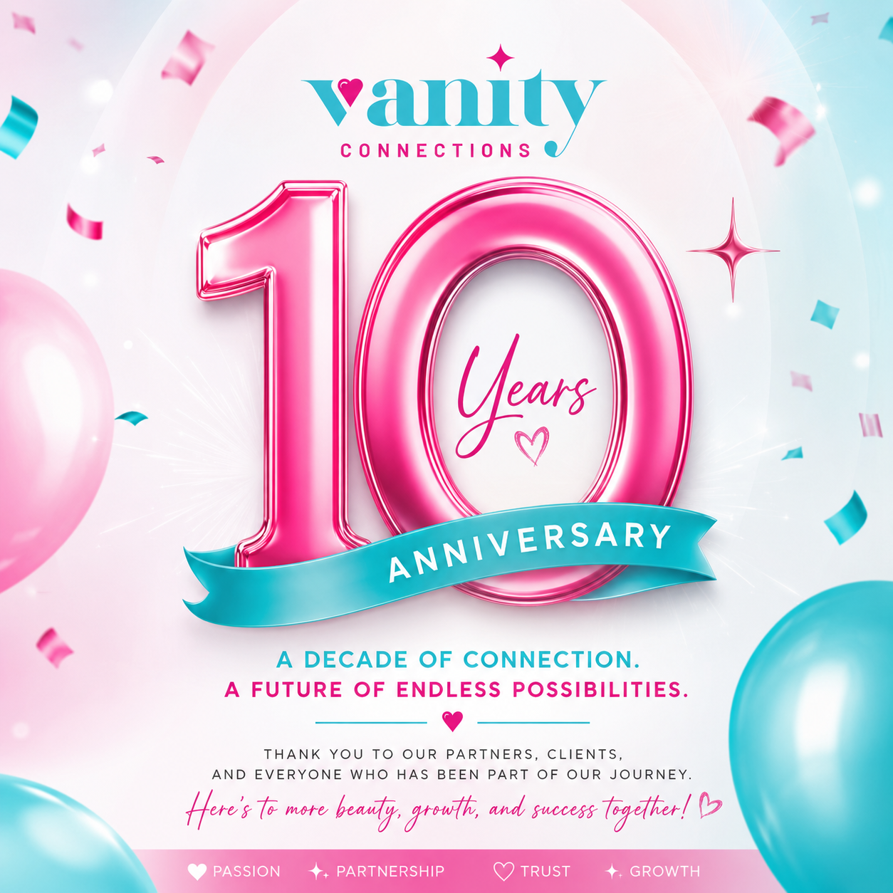 Vanity Connections 10 Year Anniversary — A Decade of Connection. A Future of Endless Possibilities.